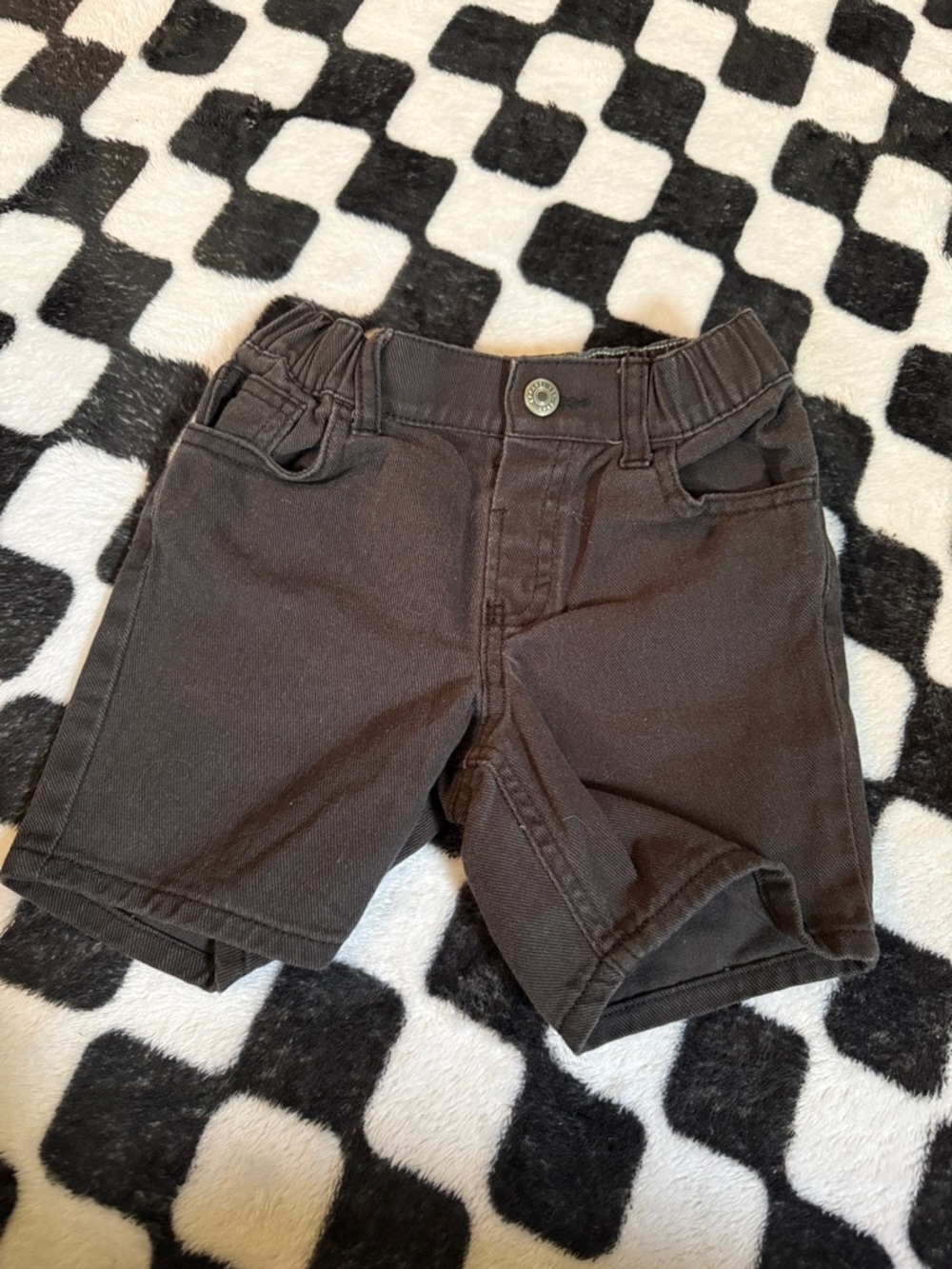 H&M Grey/Black Wash Elastic-Waist Kids Denim Shorts
